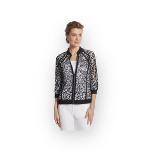 new Chico’s Zenergy ☯︎︎ Mesh Zip Up Lightweight Jacket ☯︎︎ Black + White ☯︎︎ M